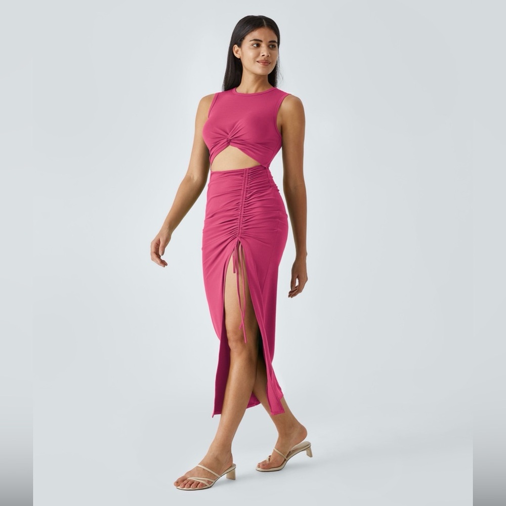 HALARA Fuchsia Cut-Out Midi Dress